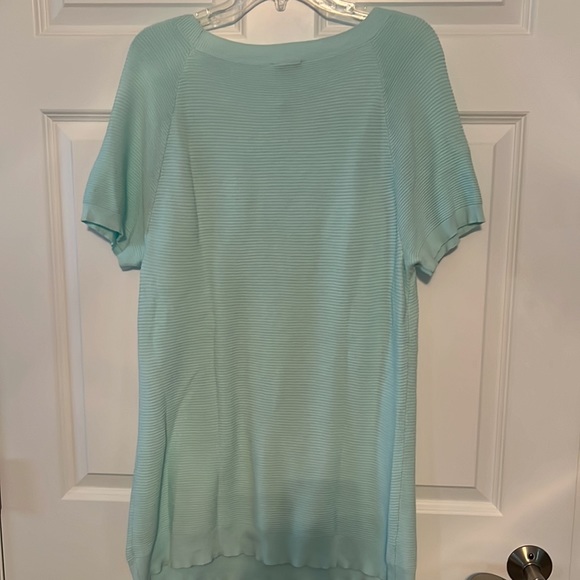Talbots Light Aqua Short Sleeved Sweater - Picture 2 of 7